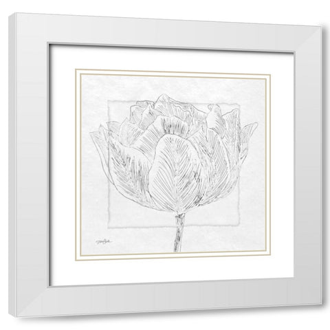 Tulipa 1 White Modern Wood Framed Art Print with Double Matting by Stimson, Diane