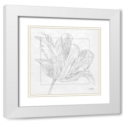 Tulipa 2 White Modern Wood Framed Art Print with Double Matting by Stimson, Diane