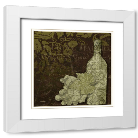 White Wine Damask White Modern Wood Framed Art Print with Double Matting by Stimson, Diane