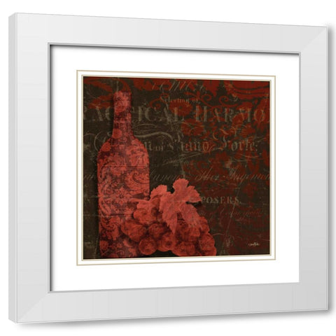 Red Wine Damask White Modern Wood Framed Art Print with Double Matting by Stimson, Diane