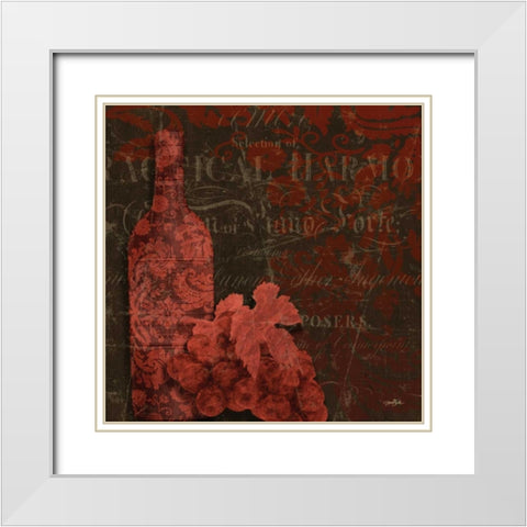 Red Wine Damask White Modern Wood Framed Art Print with Double Matting by Stimson, Diane