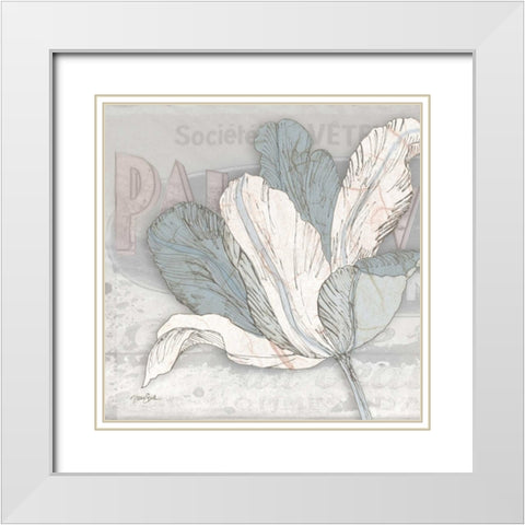 Saumur Fleur 1 White Modern Wood Framed Art Print with Double Matting by Stimson, Diane