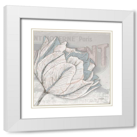 Saumur Fleur 2 White Modern Wood Framed Art Print with Double Matting by Stimson, Diane