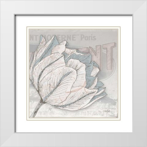 Saumur Fleur 2 White Modern Wood Framed Art Print with Double Matting by Stimson, Diane