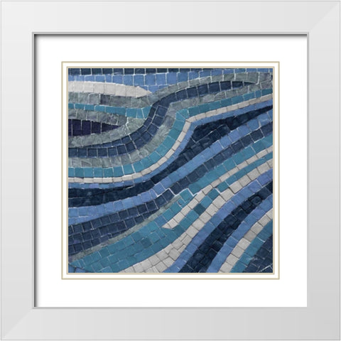 Navy Mosaic 1 White Modern Wood Framed Art Print with Double Matting by Stimson, Diane