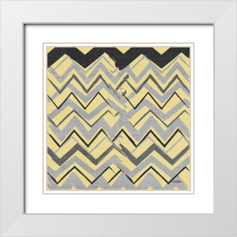 Yel Gray Stripes 1 White Modern Wood Framed Art Print with Double Matting by Stimson, Diane