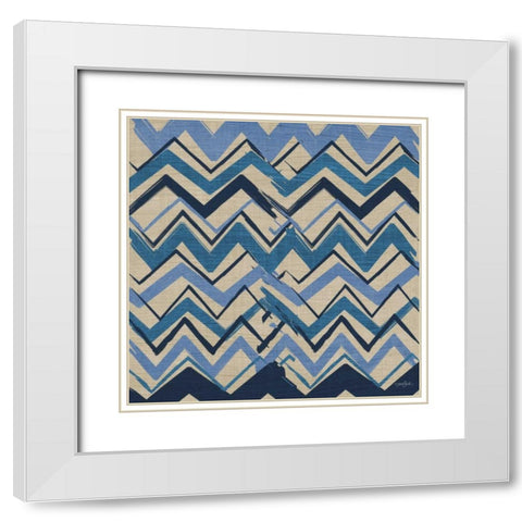 Chevron on Beige White Modern Wood Framed Art Print with Double Matting by Stimson, Diane