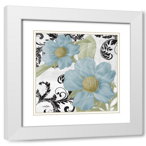 Dillenia Blue White Modern Wood Framed Art Print with Double Matting by Stimson, Diane