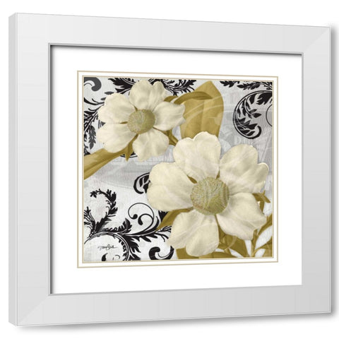 Dillenia Gold White Modern Wood Framed Art Print with Double Matting by Stimson, Diane