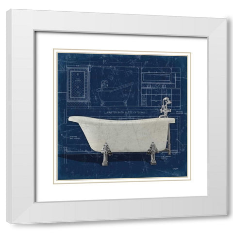 Bath Blues 1 White Modern Wood Framed Art Print with Double Matting by Stimson, Diane