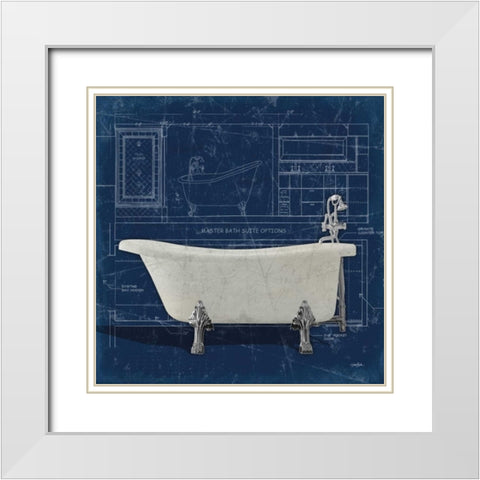 Bath Blues 1 White Modern Wood Framed Art Print with Double Matting by Stimson, Diane