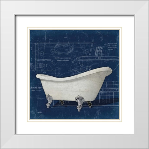 Bath Blues 2 White Modern Wood Framed Art Print with Double Matting by Stimson, Diane