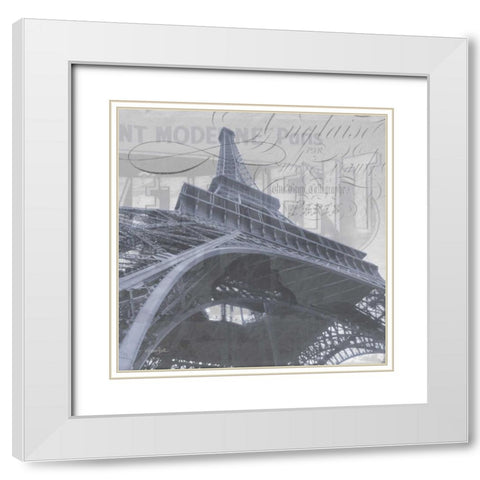 Saumur Eiffel White Modern Wood Framed Art Print with Double Matting by Stimson, Diane