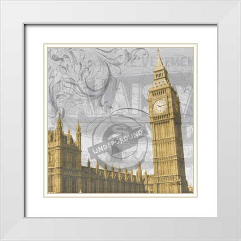 Big Ben White Modern Wood Framed Art Print with Double Matting by Stimson, Diane