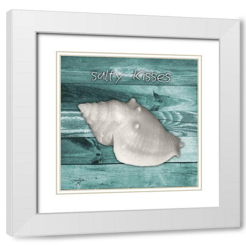 Salty Kisses Aqua Boards White Modern Wood Framed Art Print with Double Matting by Stimson, Diane