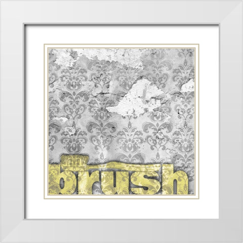 Brush White Modern Wood Framed Art Print with Double Matting by Stimson, Diane