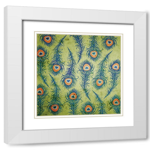 Peacock Pattern 1 White Modern Wood Framed Art Print with Double Matting by Stimson, Diane