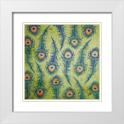 Peacock Pattern 1 White Modern Wood Framed Art Print with Double Matting by Stimson, Diane
