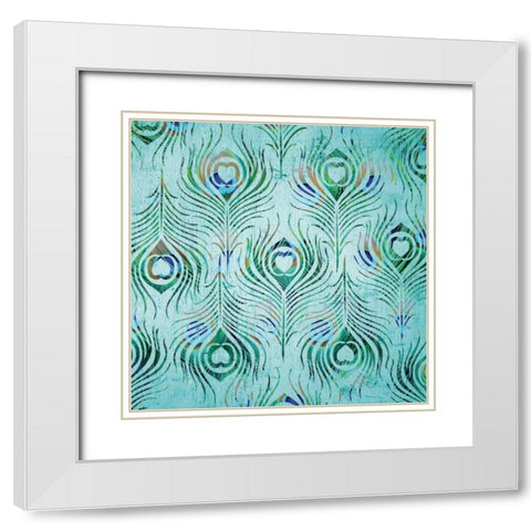 Peacock Pattern 2 White Modern Wood Framed Art Print with Double Matting by Stimson, Diane