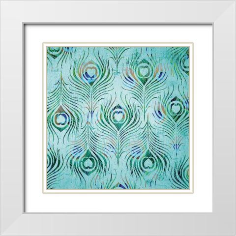 Peacock Pattern 2 White Modern Wood Framed Art Print with Double Matting by Stimson, Diane