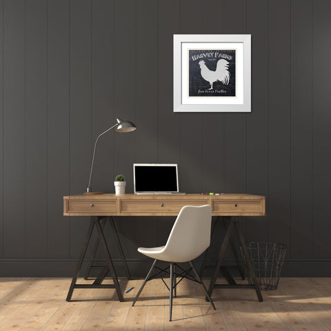 Chalkboard Poultry White Modern Wood Framed Art Print with Double Matting by Stimson, Diane