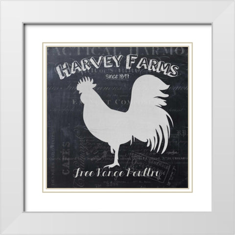 Chalkboard Poultry White Modern Wood Framed Art Print with Double Matting by Stimson, Diane