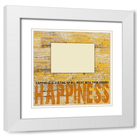 Happiness Grunge White Modern Wood Framed Art Print with Double Matting by Stimson, Diane