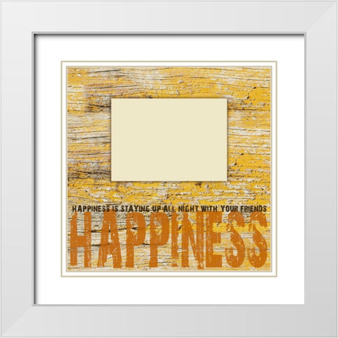 Happiness Grunge White Modern Wood Framed Art Print with Double Matting by Stimson, Diane