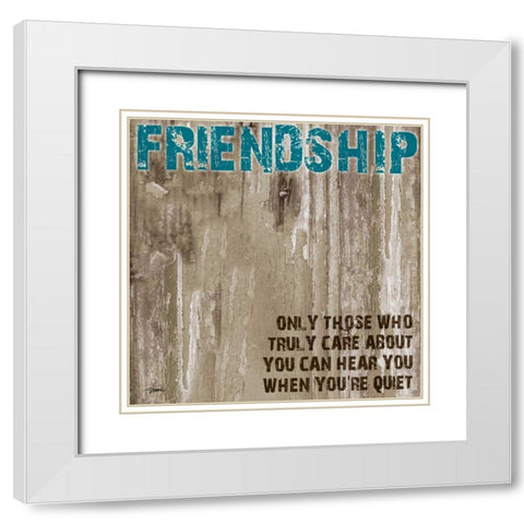 Friendship Grunge PF White Modern Wood Framed Art Print with Double Matting by Stimson, Diane
