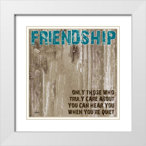 Friendship Grunge PF White Modern Wood Framed Art Print with Double Matting by Stimson, Diane