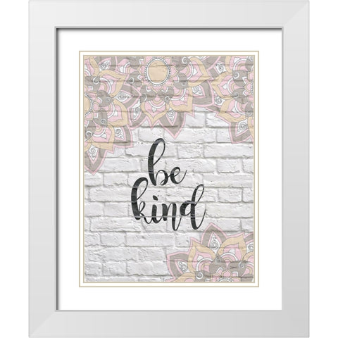 Be Kind White Modern Wood Framed Art Print with Double Matting by Stimson, Diane