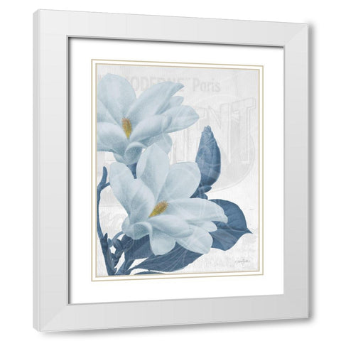 Magnolia Blues 1 White Modern Wood Framed Art Print with Double Matting by Stimson, Diane