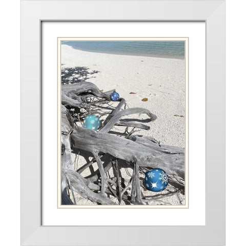 Driftwood Ornaments White Modern Wood Framed Art Print with Double Matting by Stimson, Diane