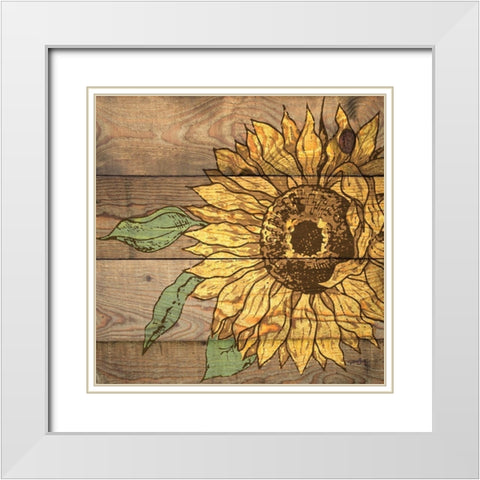 Rustic Sunflower 1 White Modern Wood Framed Art Print with Double Matting by Stimson, Diane