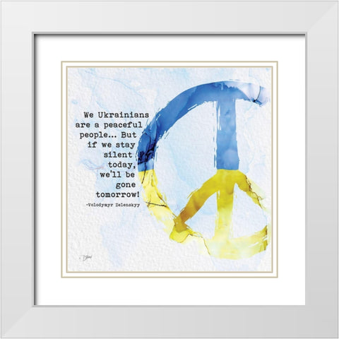 Stand With Ukraine 2 White Modern Wood Framed Art Print with Double Matting by Stimson, Diane
