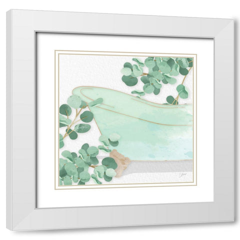 Mint Bath 2 White Modern Wood Framed Art Print with Double Matting by Stimson, Diane