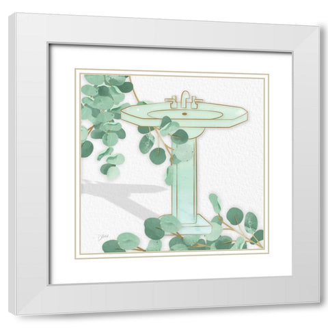 Mint Sink 2 White Modern Wood Framed Art Print with Double Matting by Stimson, Diane
