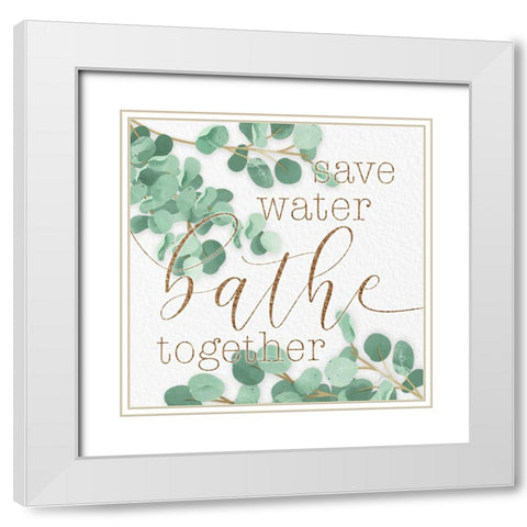 Mint Save Water White Modern Wood Framed Art Print with Double Matting by Stimson, Diane
