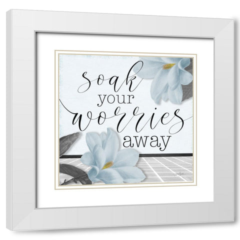 Powder Soak Worries White Modern Wood Framed Art Print with Double Matting by Stimson, Diane