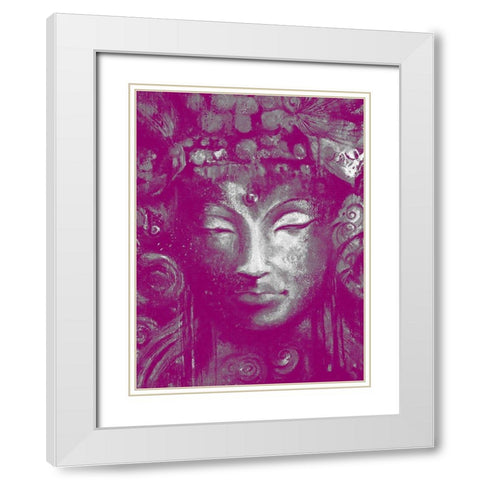 Buddha 2 White Modern Wood Framed Art Print with Double Matting by Debs, Emma Catherine