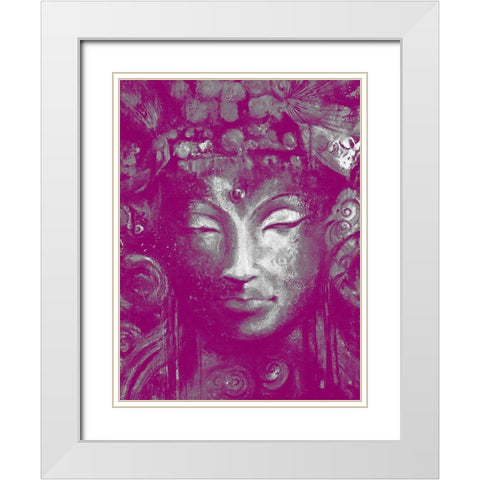 Buddha 2 White Modern Wood Framed Art Print with Double Matting by Debs, Emma Catherine
