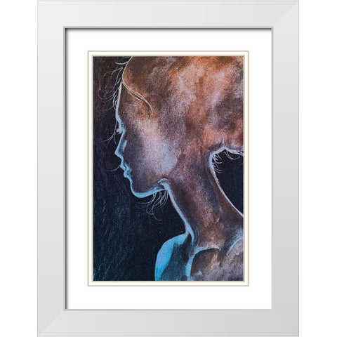 Girl In The Moonlight White Modern Wood Framed Art Print with Double Matting by Debs, Emma Catherine