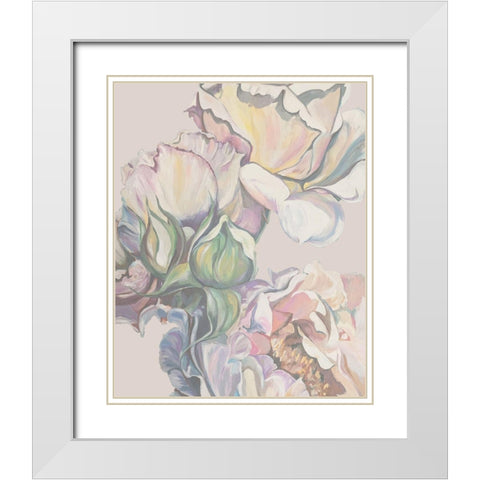 Rose Paper 2 White Modern Wood Framed Art Print with Double Matting by Debs, Emma Catherine