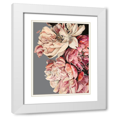 Peonies with Grey White Modern Wood Framed Art Print with Double Matting by Debs, Emma Catherine