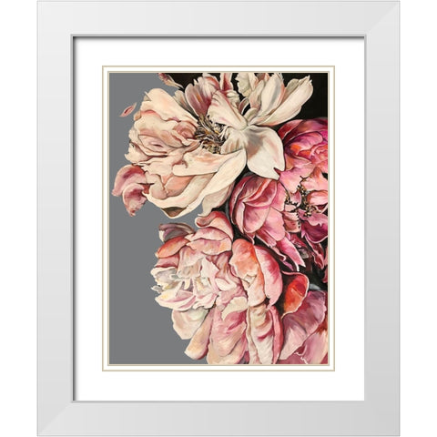Peonies with Grey White Modern Wood Framed Art Print with Double Matting by Debs, Emma Catherine