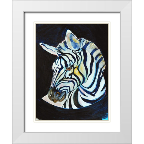Zebra White Modern Wood Framed Art Print with Double Matting by Debs, Emma Catherine