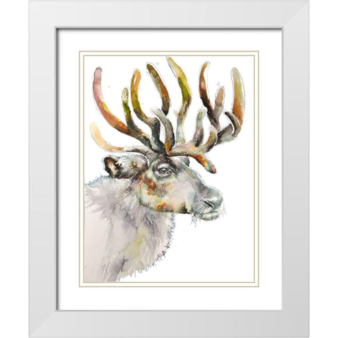 Moose on White White Modern Wood Framed Art Print with Double Matting by Debs, Emma Catherine
