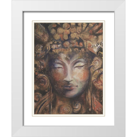 Buddha Neutral White Modern Wood Framed Art Print with Double Matting by Debs, Emma Catherine