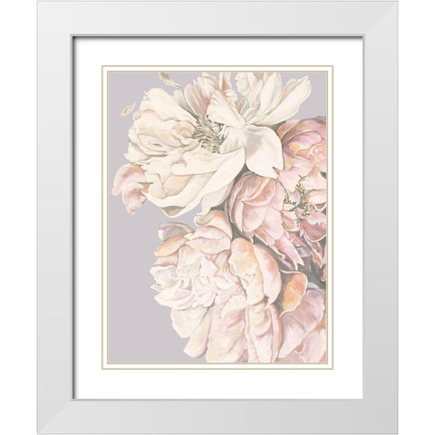Soft Peonies White Modern Wood Framed Art Print with Double Matting by Debs, Emma Catherine