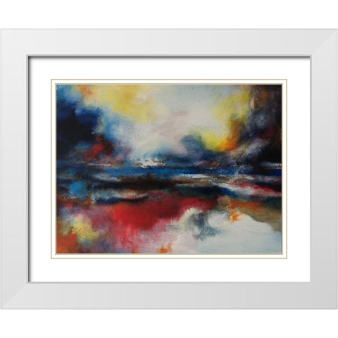 Abstract Wonder White Modern Wood Framed Art Print with Double Matting by Debs, Emma Catherine